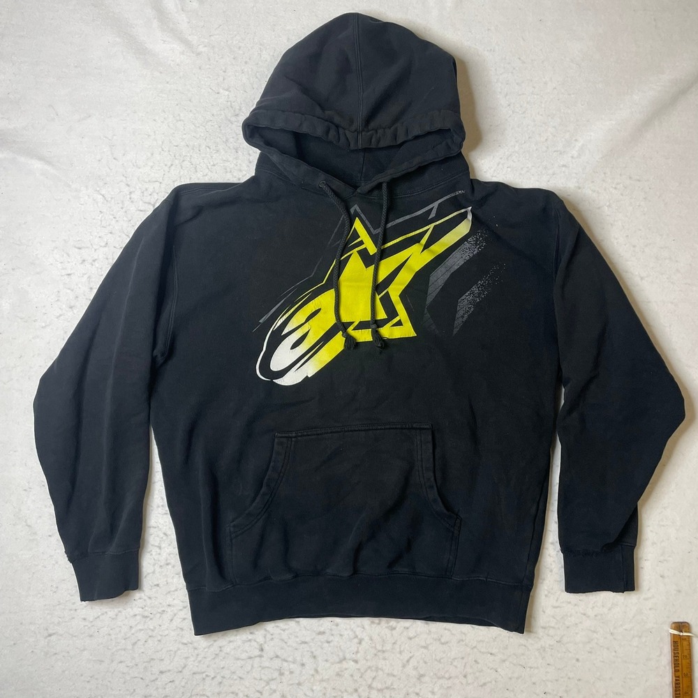 Alpinestars Hoodie Mens Large Black Graphic Pullover Logo‎ Motocross